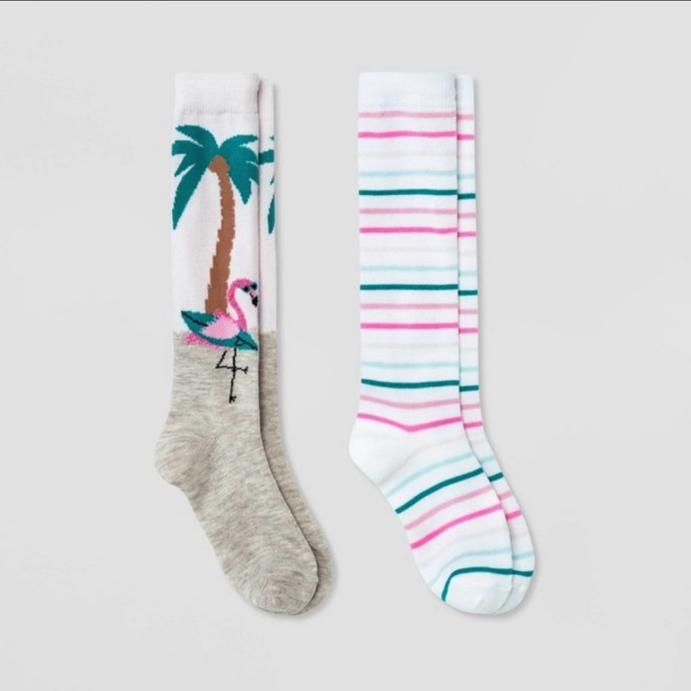 Cat & Jack Flamingo Surf Beach Theme Knee-High Socks Size S